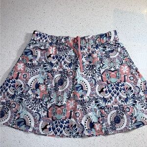 Talbots Skort Paisley Print Elastic Waist Perforated Shorts Breathable Size M